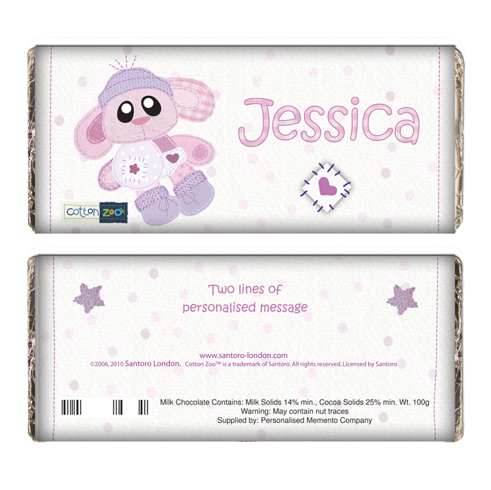 Cotton Zoo Bobbin the Bunny Chocolate Bar